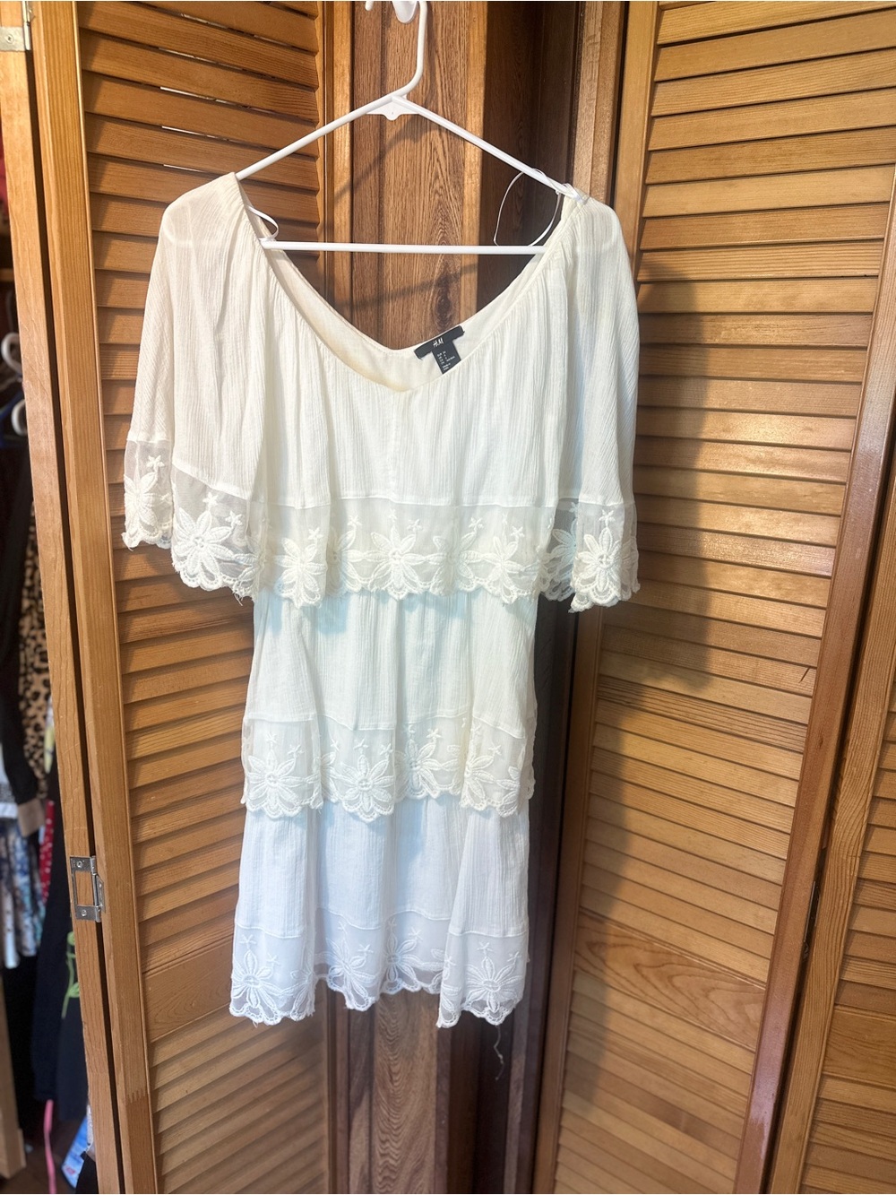 H&M White Ruffled Off-Shoulder Mini Dress